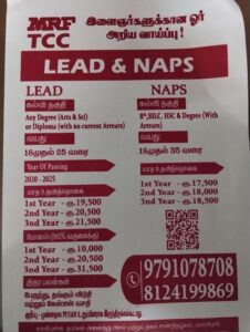 MRF TCC LEAD & NAPS – A Great Opportunity for Young Aspirants
